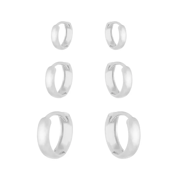 Trio de Argolas Lisas em Prata 925