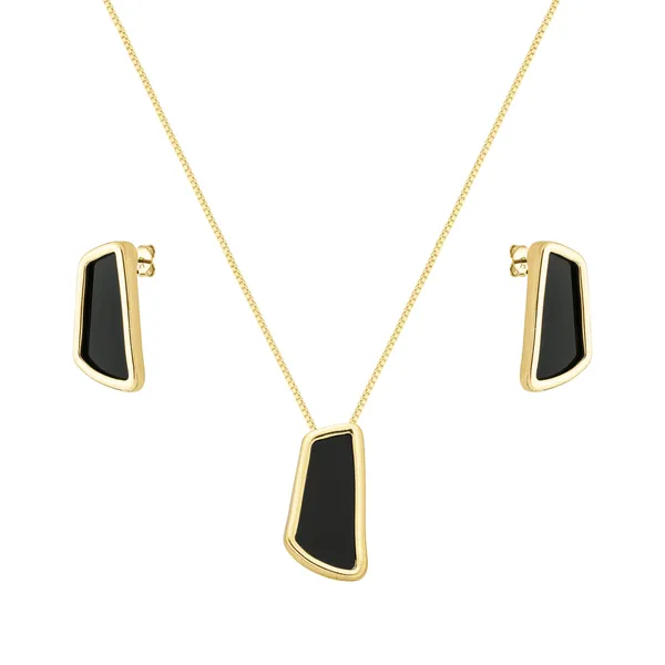 Conjunto Dourado Estilo Orgânico Preto