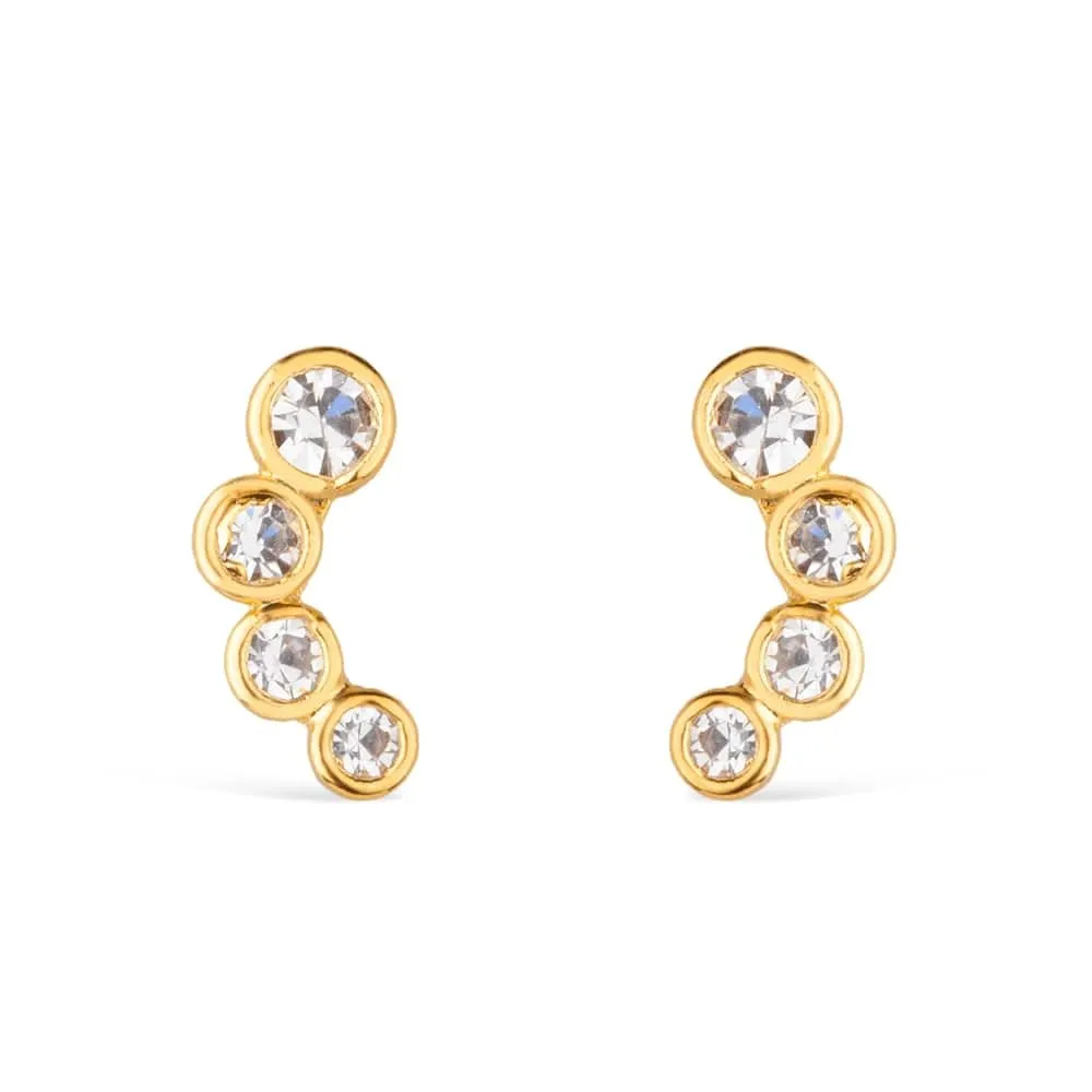 Brinco Dourado com 4 Pontos de Luz em Zircônia