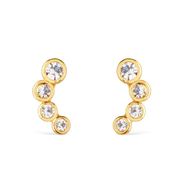 Brinco Dourado com 4 Pontos de Luz em Zircônia