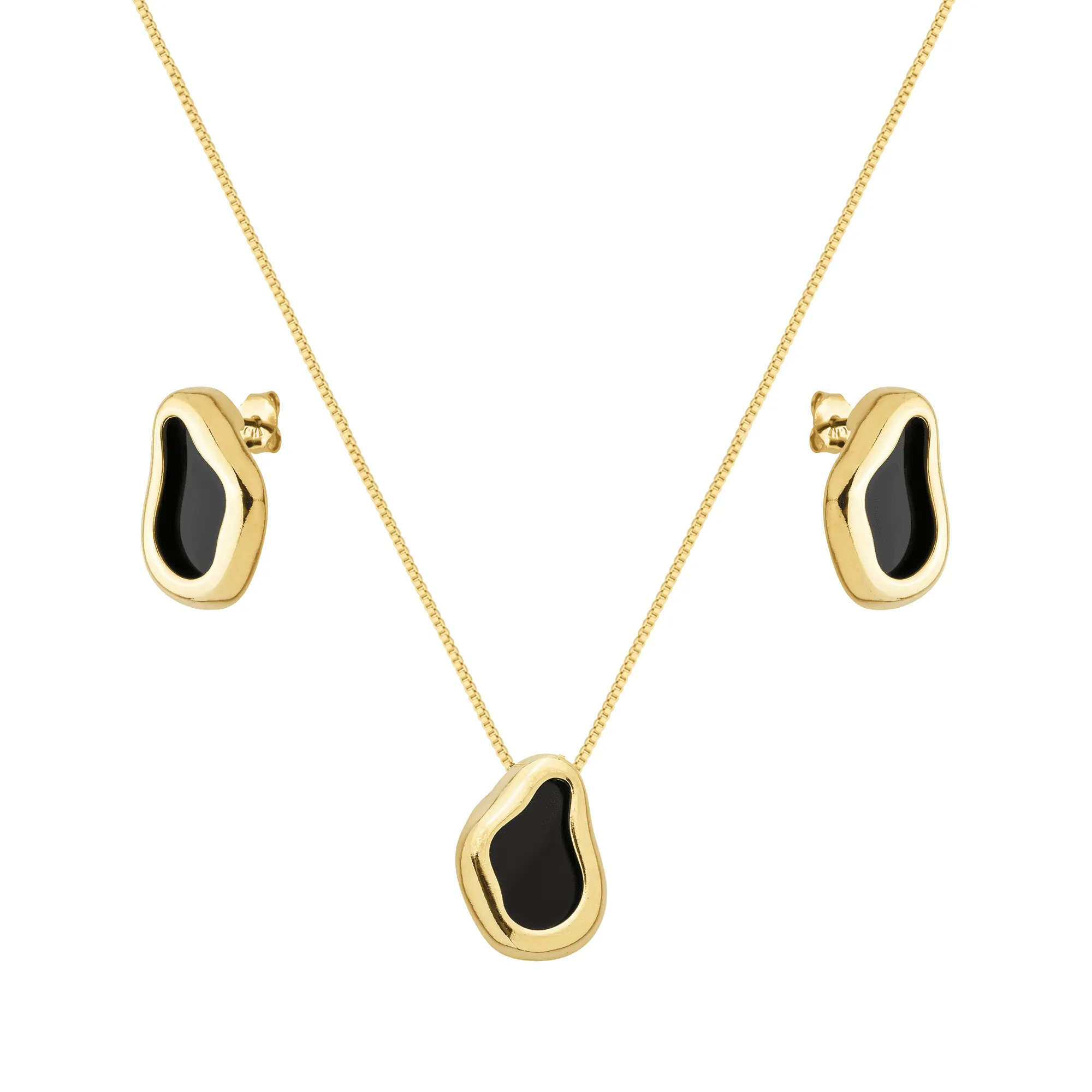 Conjunto Dourado Formato Orgânico Preto