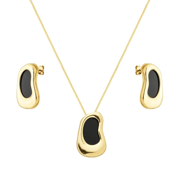 Conjunto Dourado Orgânico Preto