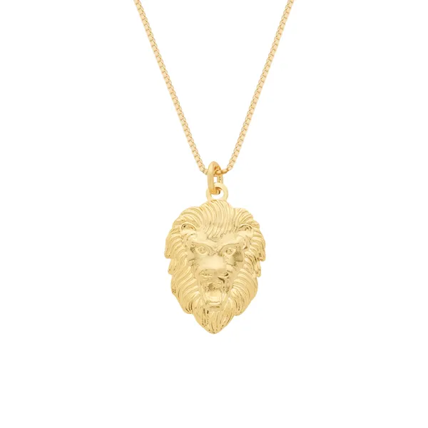 Colar Dourado Pingente Leão